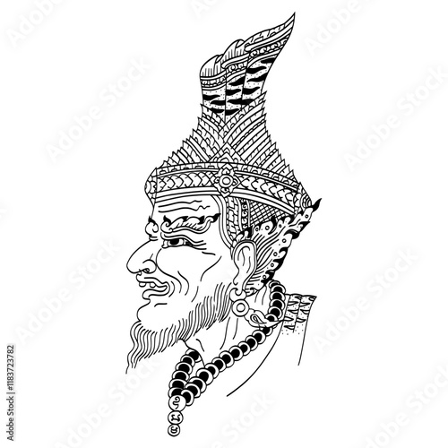 Thai traditional tattoo, Thai hermit (old man) or rishi. vector file