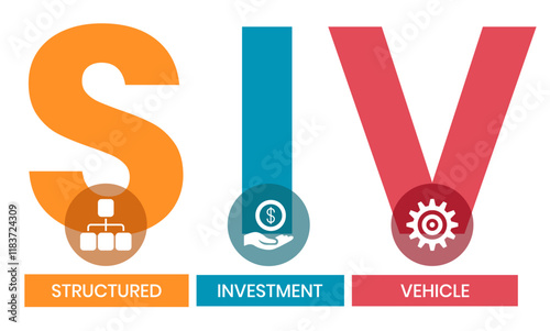 SIV - structured investment vehicle. business concept. vector illustration concept with keywords and icons. lettering illustration with icons for web banner, flyer, landing page, presentation