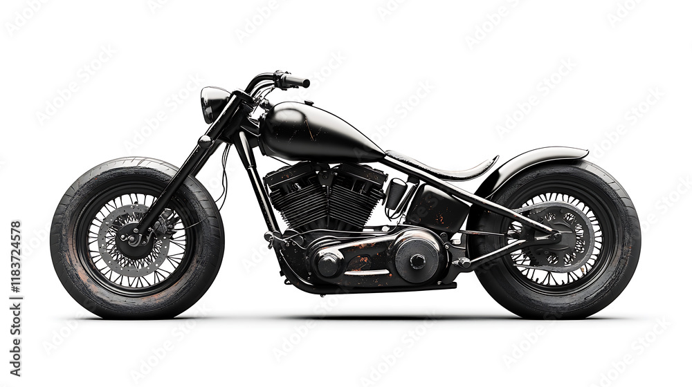 A black motorcycle isolated on a white background A black motorcycle isolated on a white background