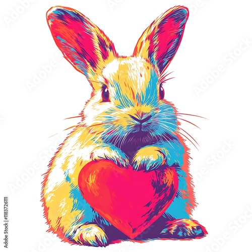 Cute rabbit holding heart (3) photo