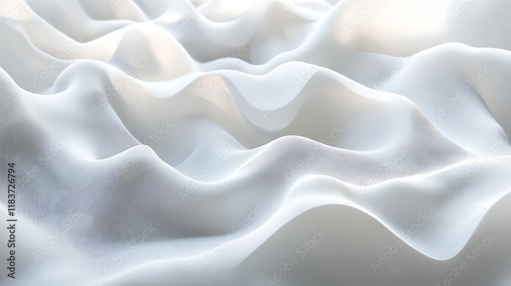 Fototapeta premium Abstract white fabric texture background, soft wave background, high quality photo