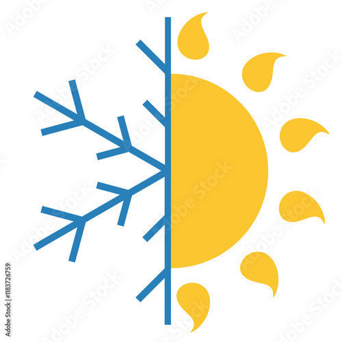 Hot and cold, summer and winter, sun and snow, a graphic representation of opposing temperatures.