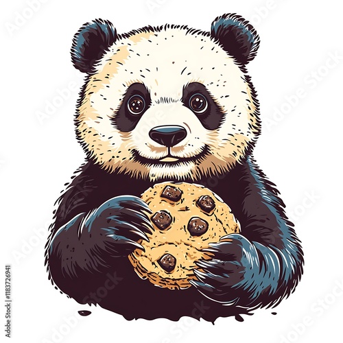 Cute Panda Eating Cookie photo