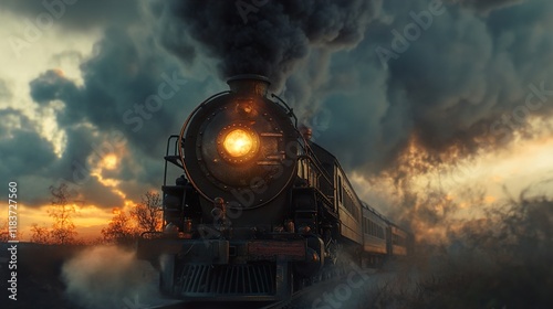 Majestic Steam Train at Sunset: An Epic Journey