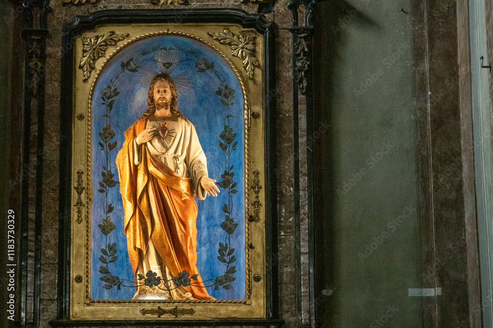 Sacred Heart of Jesus statue in a religious setting. Sacred Heart of Jesus statue in a religious setting.
