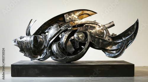 Abstract Metal Sculpture: A Dynamic and Powerful Artistic Expression photo