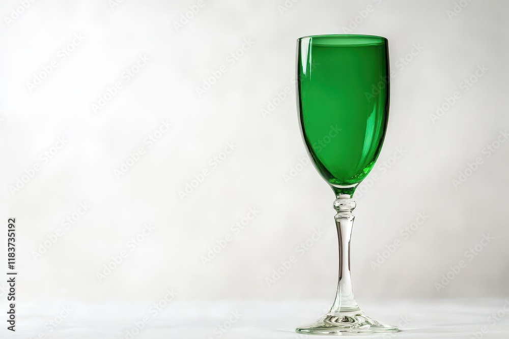 Obraz premium Isolated green matte champagne glass on white background Space available for text Suitable for a cocktail menu