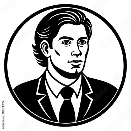 Professional Man in Suit Vector Portrait - Black and White Design