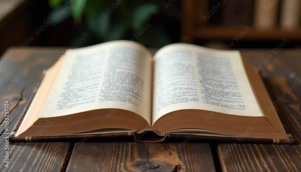 Book with decorative frame opening onto a table, books, cozy room, frames Book with decorative frame opening onto a table, books, cozy room, frames