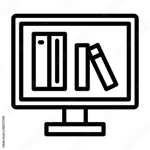 ELibrary Vector Line Icon Design