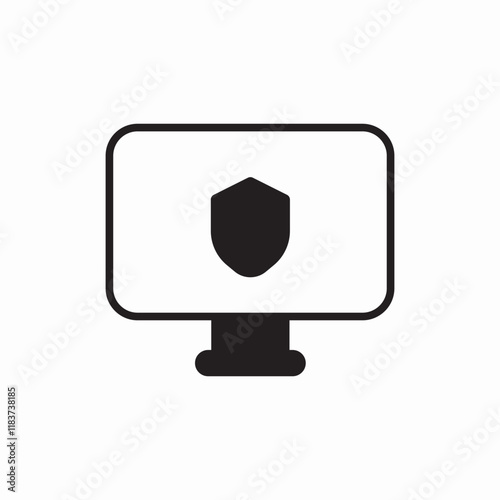 monitor shield security icon vector sign