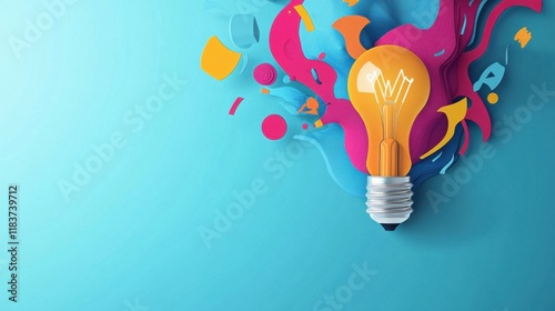 Konstfotografi Brilliant Idea Concept: Colorful Abstract Light Bulb Illustration