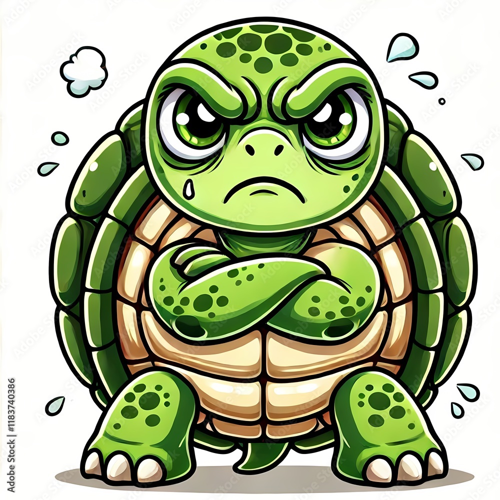 Fototapeta premium Cute Angry Tortoise Cartoon Vector Icon Illustration