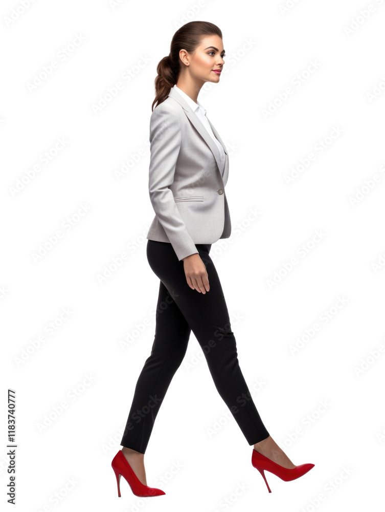 City business woman walking pose in transparent background