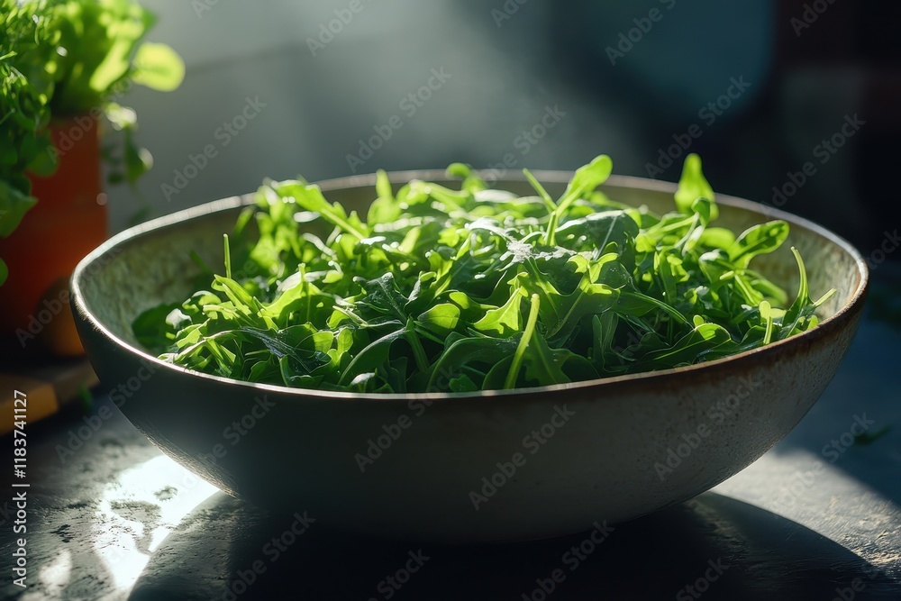 New arugula in a dish New arugula in a dish