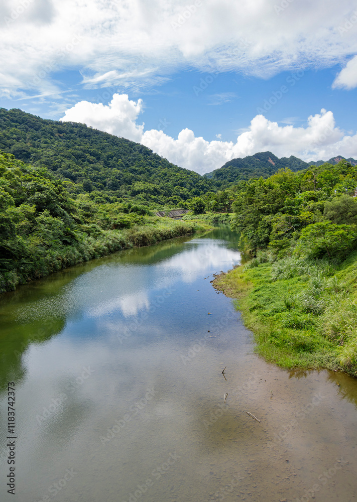 Sunny view of the nature landscape of Shifen area