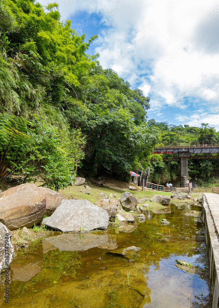 Sunny view of the nature landscape of Shifen area