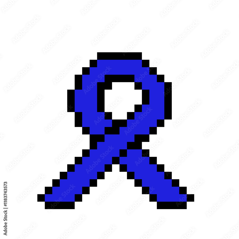 Fototapeta premium Pixel Art Blue Ribbon Symbol