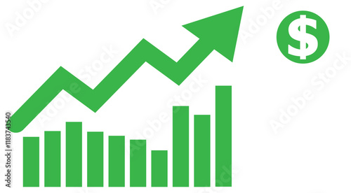 Profit growth black and white icon.dollar and bitcoin vector