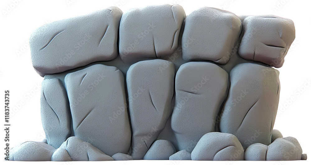 Fototapeta premium Abstract gray stone formation, transparent background png