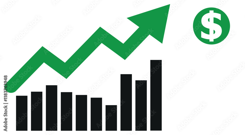 Profit growth black and white icon.dollar and bitcoin vector Profit growth black and white icon.dollar and bitcoin vector