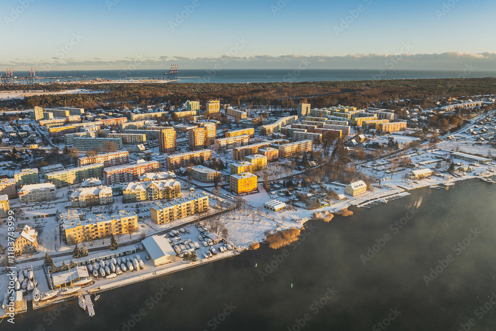 Stogi district in Gdańsk in winter weather.