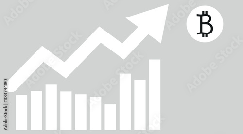 Profit growth black and white icon.dollar and bitcoin vector