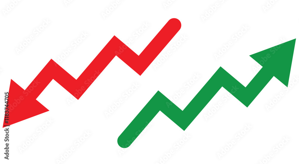 Percent arrow icon. Growth, increase, decrease arrow filled icons. Up arrows, down arrows. Vector Percent arrow icon. Growth, increase, decrease arrow filled icons. Up arrows, down arrows. Vector