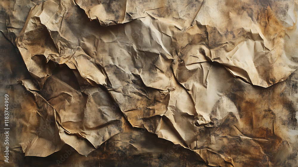 Old crumpled brown paper texture for your artwork or postcard Old crumpled brown paper texture for your artwork or postcard