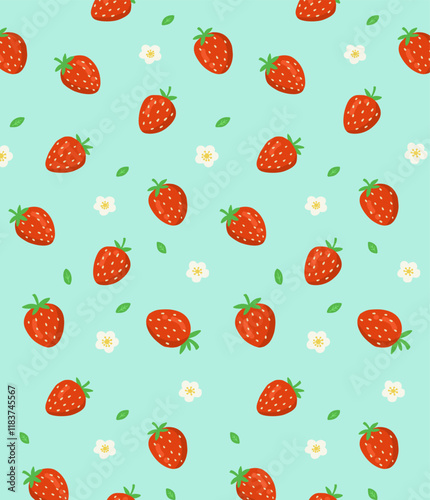 Strawberry and flower leaf pattern illustration