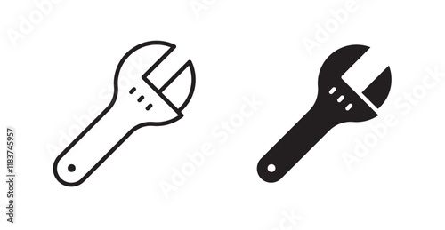 Adjustable wrench icon set vector graphics designs