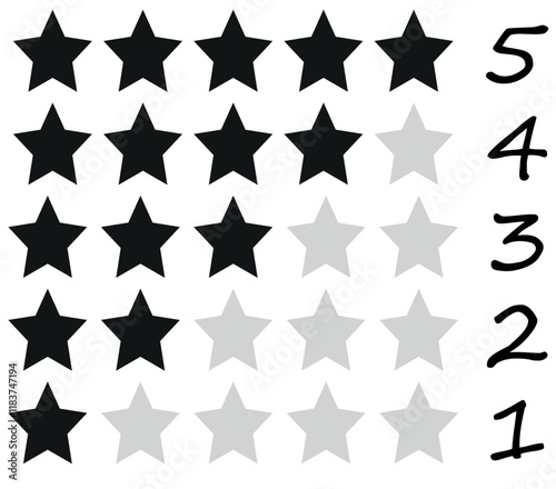  star rating icon collection 1,2,3,4,5 stars rating. linear style. vector icons