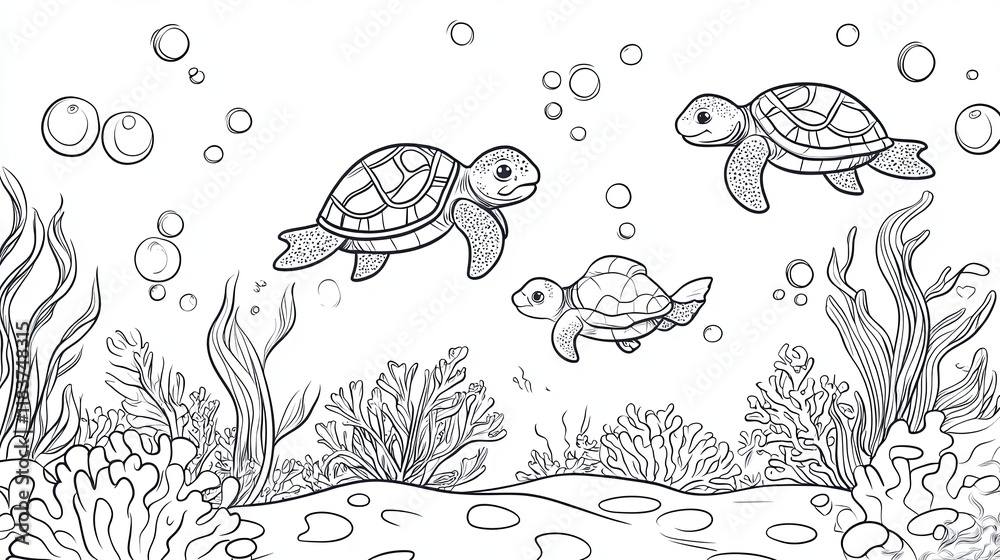 Obraz premium Ocean Adventure Coloring Page for Kids