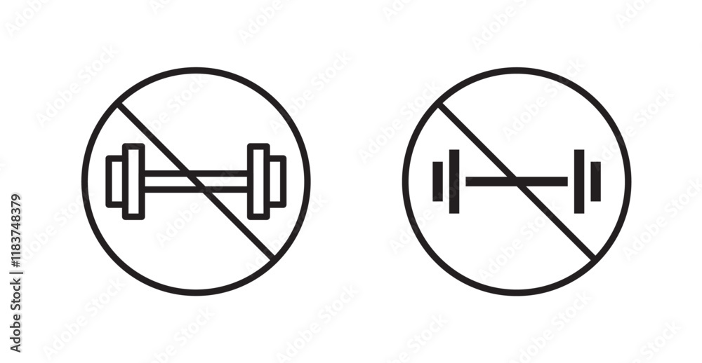 Forbidden barbell signs set vector graphics designs Forbidden barbell signs set vector graphics designs