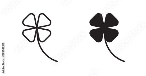 Four leaf clover icon set vector graphics designs