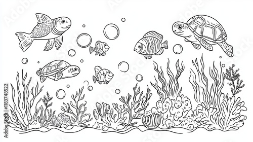 Wallpaper Mural Ocean Adventure Coloring Page for Kids Torontodigital.ca