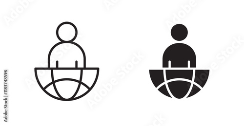 Global leadership icon set vector graphics designs