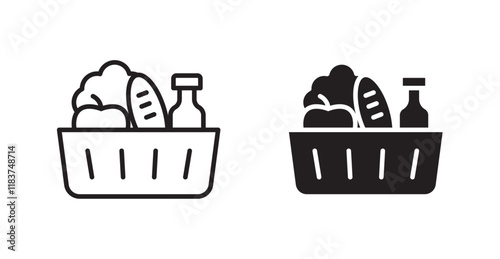 Groceries icon set vector graphics designs