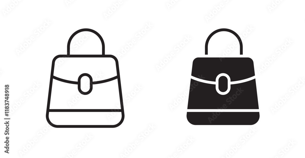 Hand bag icon set vector graphics designs Hand bag icon set vector graphics designs