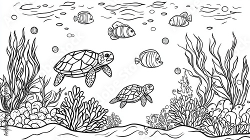 Wallpaper Mural Ocean Adventure Coloring Page for Kids Torontodigital.ca
