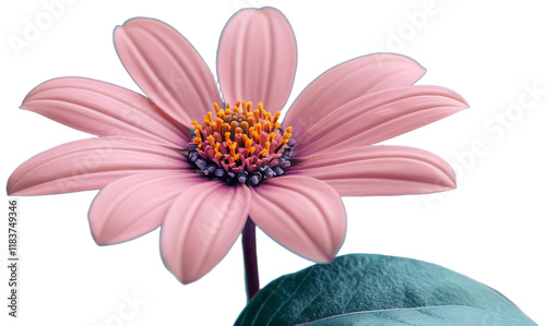Pink flower with intricate center close-up view, transparent background png