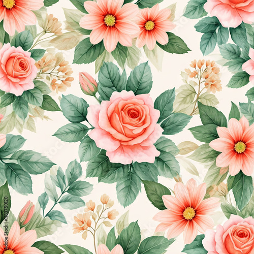 Wallpaper Mural A soft wildflower with light green leaves and slender stems. Delicate pastel tones with sharp details and soft lighting. Perfect for textile design. Torontodigital.ca