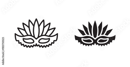 Mask for brazil carnival celebration icon set vector graphics designs