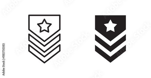 Military rank badge icon set vector graphics designs