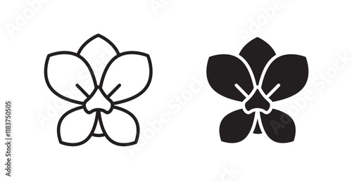 Moth orchid icon set vector graphics designs