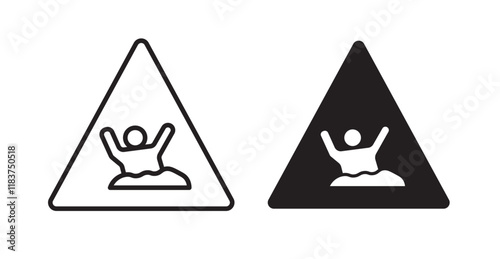 Mud warning signs set vector graphics designs