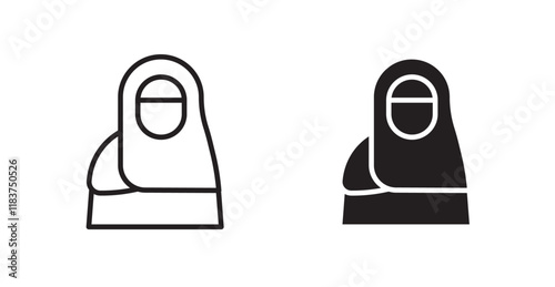 Muslim women icon set vector graphics designs
