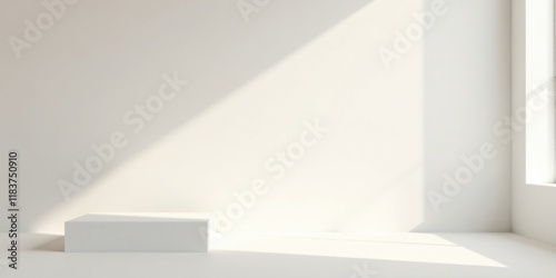 Wallpaper Mural Minimalist White Room Interior with Sunlight and Product Display Platform Torontodigital.ca