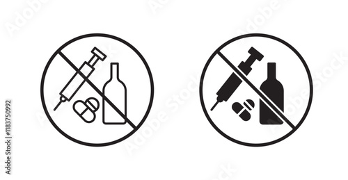No drugs or alcohol sign vector set vector graphics designs