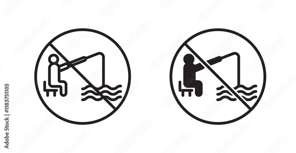 No fishing sign vector set vector graphics designs No fishing sign vector set vector graphics designs